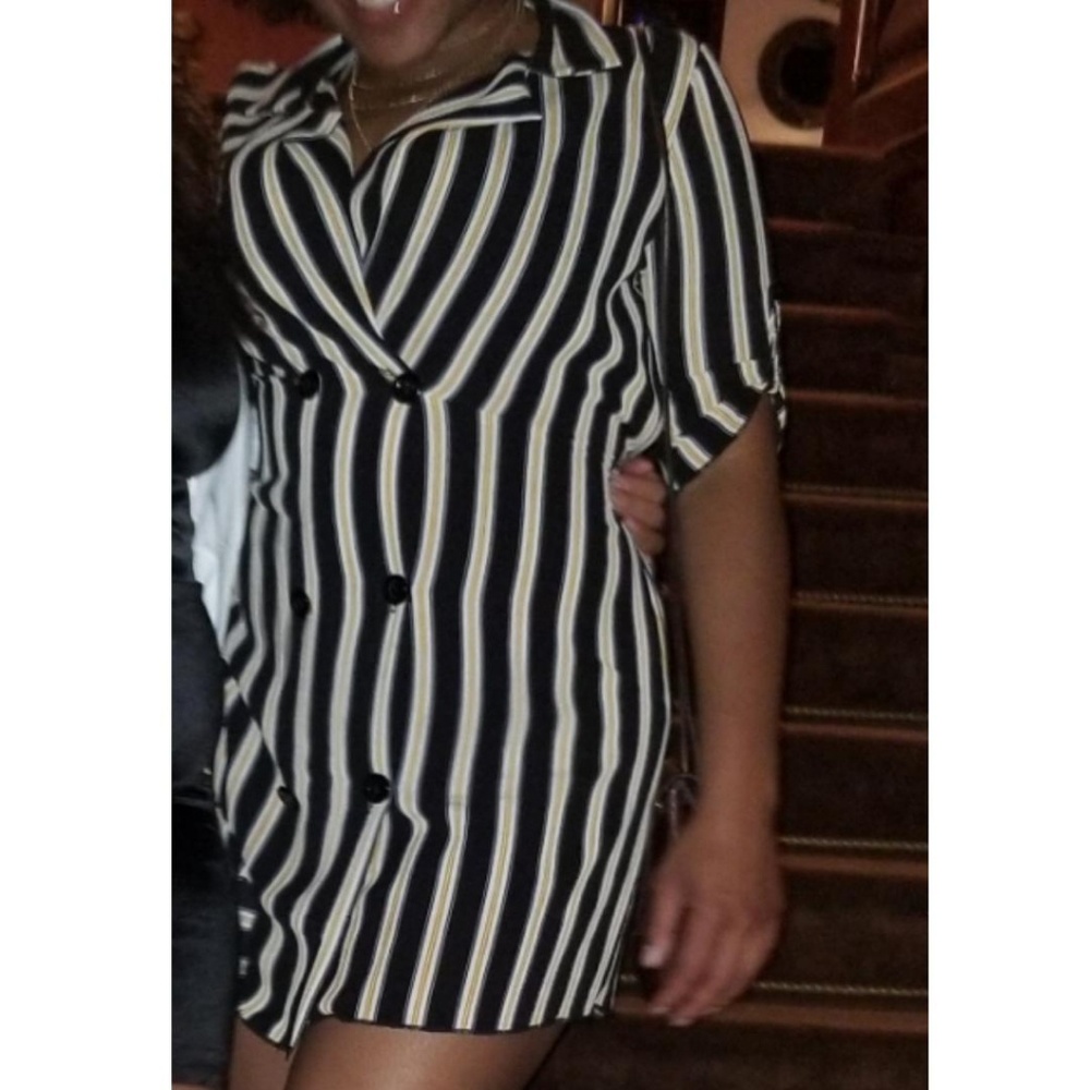 Striped fitted button dress